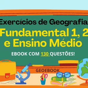 Imagem de capa para o Ebook Exercícios de Geografia – Ensino Fundamental I, II  e Ensino Médio 