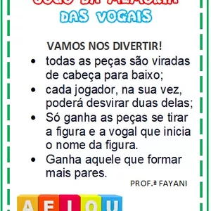 Imagem de capa para o Ebook Jogo da Memória das Vogais
