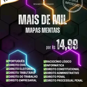 Imagem de capa para o Ebook 📚💥 Mapas Mentais para Concursos - Mais de 1.000 Mapas! - Apenas R$ 14,99! ✨