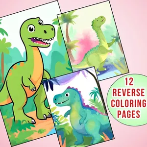 Imagem de capa para o Curso online Rugido de Cores! Páginas de Colorir Invertido de Dinossauros - Desperte o Artista Pré-histórico!