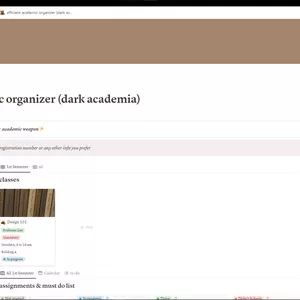 Cover image for Online course Notion Academic Organizer - Geral (Dark Academia)