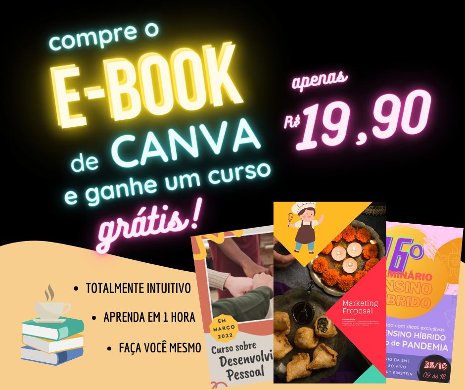 Imagem do curso E-Book - Aprenda criar ótimas imagens em 1 hora no CANVA (Ganhe 1 curso de 3h grátis)