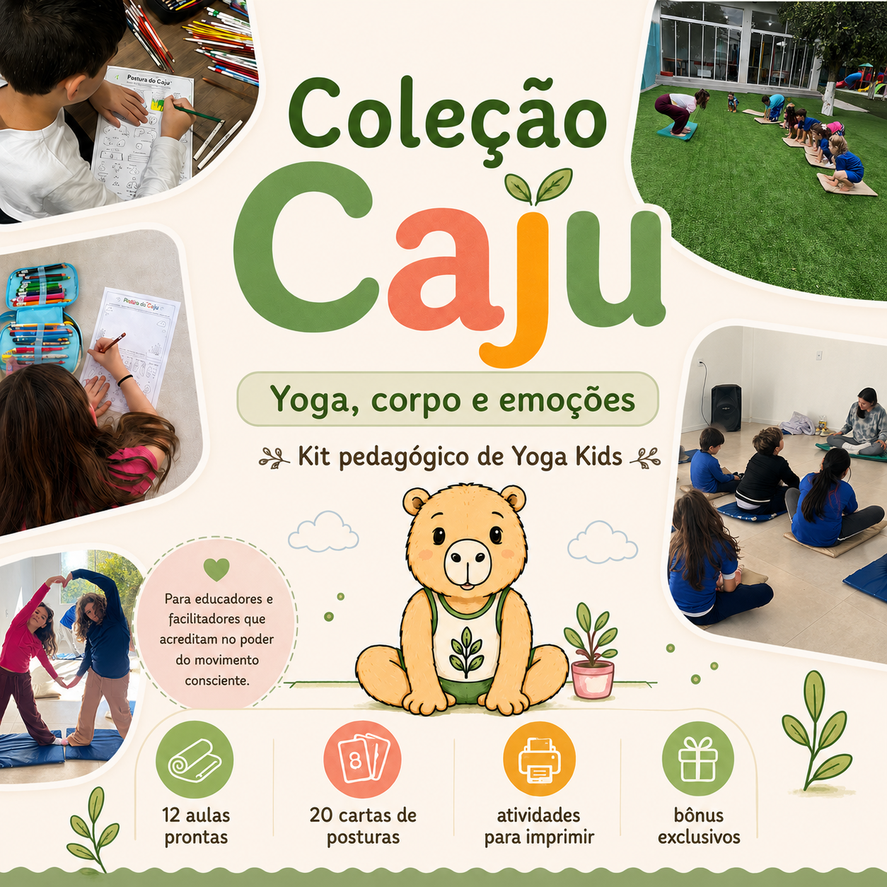 Coleção Caju | Kit Pedagógico de Yoga Infantil>