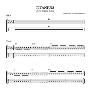 Cover image for Ebook TITANIUM (David Guetta ft. Sia) Bass Transcription, Score &amp; Tab Lesson