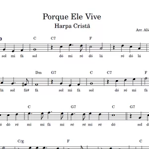 Imagem de capa para o Ebook Porque Ele Vive (Harpa Cristã) | Partitura Facilitada em Dó Maior