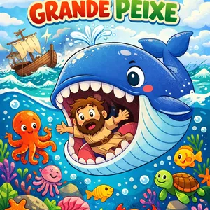 Imagem de capa para o Ebook História Bíblica Infantil – Jonas e o Grande Peixe | PDF com Atividades