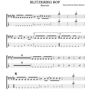 Main image of product BLITZKRIEG BOP (Ramones) Bass Score & Tab Lesson