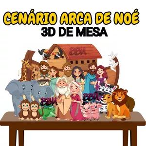 Imagem de capa para o Ebook CENÁRIO ARCA DE NOÉ COMPLETO 3D DE MESA PARA IMPRIMIR E MONTAR 🐻🐒🦁🦓