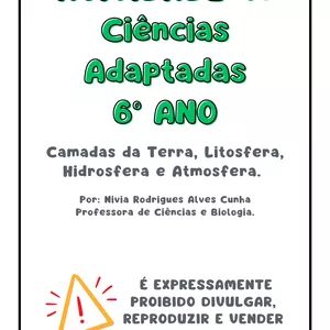 Imagem de capa para o Ebook Camadas da Terra, Litosfera, Hidrosfera e Atmosfera.  - 6 ANO