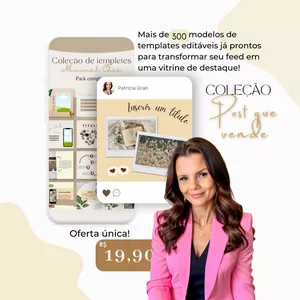 Imagem de capa para o Curso online Coleção "Post que vende" - Pack completo | templates Canva - mais de 300 modelos editáveis + bônus