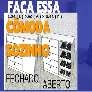 Imagem de capa para o Ebook PROJETO E PLANO DE CORTE CÔMODA / SAPATEIRA 1,24 (L) X 0,90 (A) X 0,48 (P)