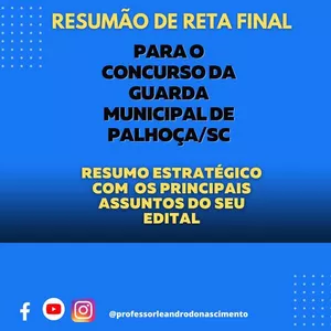 Imagem de capa para o Ebook RESUMÃO DE RETA FINAL PARA A GUARDA MUNICIPAL DE PALHOÇA/SC