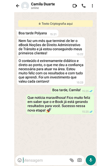 feedback cliente no WhatsApp