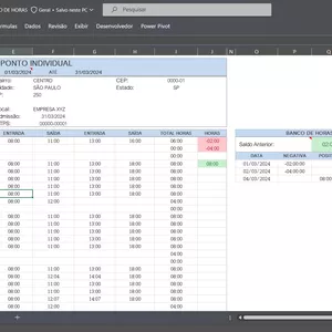 Imagem de capa para o Ebook Planilha de controle de ponto com banco de horas