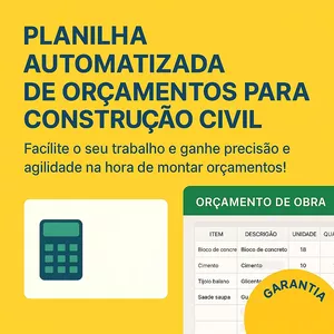 Imagem de capa para o Ebook Planilha de Orçamentos Automatizada para Construção Civil