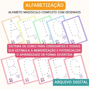 Imagem de capa para o Ebook Alfabeto Maiúsculo Tracejado Completo Para Imprimir – Com Desenhos