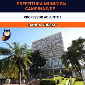 Imagem de capa para o Curso online Curso: Prefeitura Municipal de Campinas - SP - Professor Adjunto I – Educação Infantil e Anos Iniciais do Ensino Fundamental - VUNESP