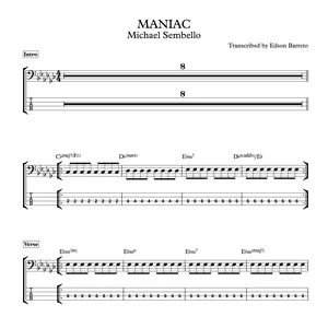 Cover image for Ebook MANIAC (Michael Sembello) Bass Transcription, Score &amp; Tab Lesson