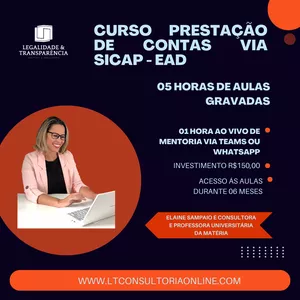 Imagem de capa para o Curso online CURSO PRESTAÇÃO DE CONTAS VIA SICAP 2025