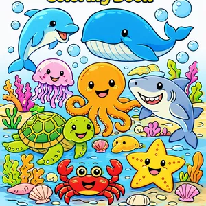 Cover image for Ebook Ocean Creatures Coloring Book for Kids ( 50 pages )