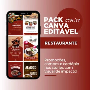 Imagem de capa para o Curso online Pack Canva Stories Restaurante