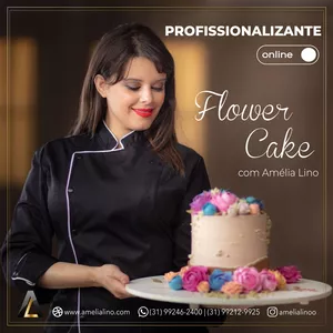 Imagem de capa para o Curso online PROFISSIONALIZANTE DE FLOWER CAKES com Amélia Lino AV