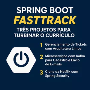 Imagem de capa para o Curso online 3 Projetos Springboot em 15 dias