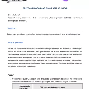 Imagem de capa para o Ebook Práticas Pedagógicas: BNCC e a Arte de Educar Pedagogia 2025