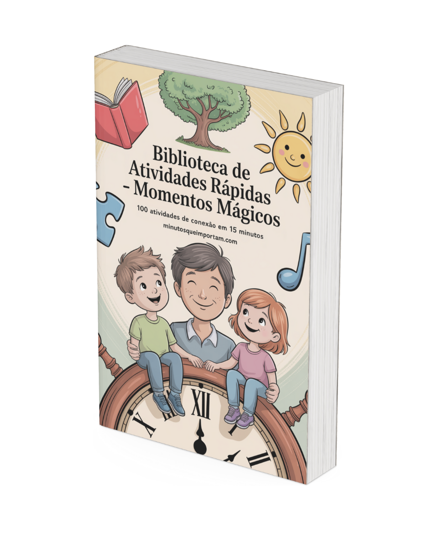 E-book Biblioteca de Atividades Rápidas: 100 ideias práticas de conexão familiar em 15 minutos.