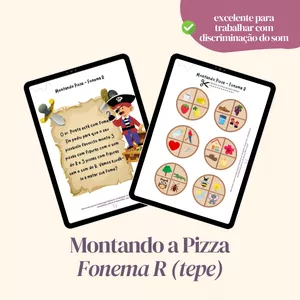 Imagem de capa para o Ebook Montando a pizza fonema R (tepe) - parte da Coleção Resolvendo o R