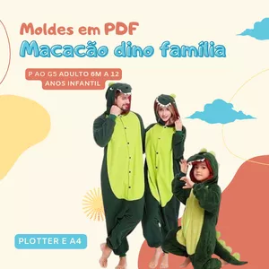 Imagem de capa para o Ebook Molde macacão dino família 