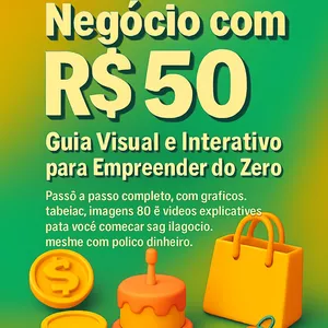 Imagem de capa para o Ebook Comece seu Negócio com R$50: Guia Visual e Interativo para Empreender do Zero