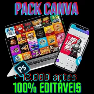 Imagem de capa para o Ebook Mega Pack Canva: + 12.000 Templates Editáveis 