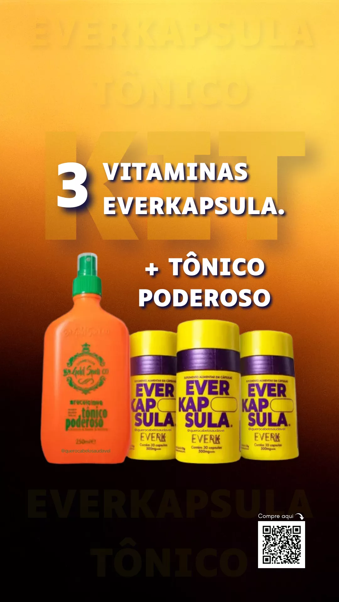 Kit Tônico Poderoso + Vitaminas Everkapsulas Everk Gold Spell