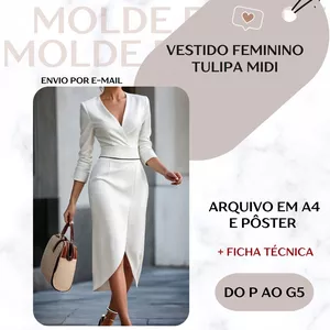 Imagem de capa para o Ebook Vestido Feminino Tulipa Midi - Molde em PDF