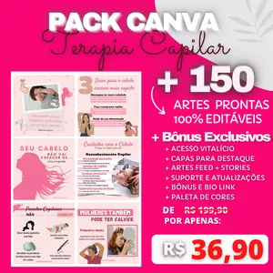 Imagem de capa para o Curso online Pack Canva Terapia Capilar