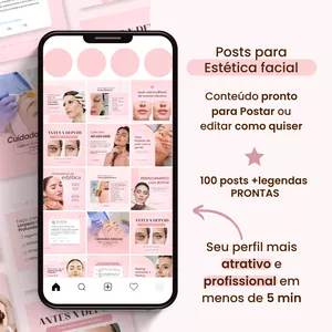 Imagem de capa para o Curso online Pack Canva Estética Facial - Posts prontos com Legendas