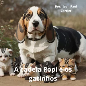 Imagem de capa para o Ebook A Cadela Popi e os gatinhos