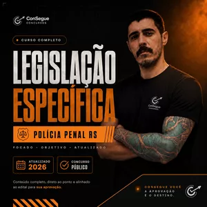 Imagem do curso CURSO INTENSIVO DE LEGISLAÇÃO ESPECÍFICA - POLÍCIA PENAL (PPRS - 2026)