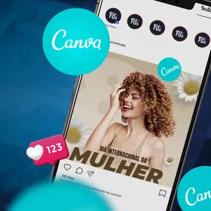 Imagem de capa para o Curso online Dia da mulheres - Arte para instagram editável direto no Canva