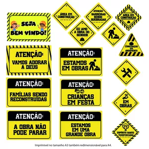 Imagem de capa para o Ebook Placas de Sinalização para decoração com o Tema Estou numa Grande Obra