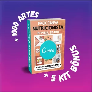 Imagem principal do produto Pack Canva Editável - Nutricionista Divina Saúde - 50 Templates +1000Artes+5KitsBônus