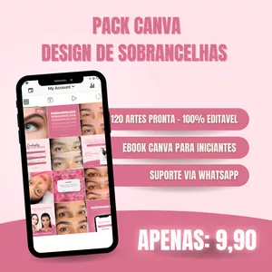Imagem de capa para o Ebook Pack Canva - Design de Sobrancelhas