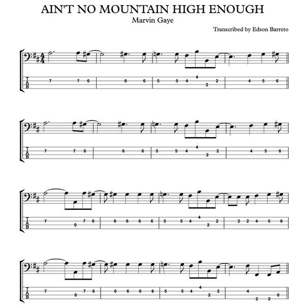 Ain T No Mountain High Enough Marvin Gaye Bass Score Tab Lesson Edson Renato Vitti Barreto Learn A New Skill Images Icons Pictures Hotmart