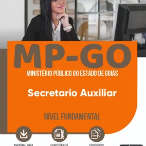 Imagem de capa para o Ebook Apostila MP-GO 2023 - Secretario Auxiliar