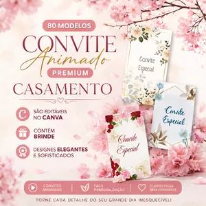 Imagem do curso 80 Modelos de Convite Animado Premium Casamento | Editáveis no Canva + Brinde