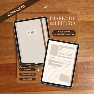 Imagem de capa para o Ebook Diário de Leitura Completo - Bege