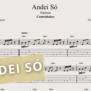Imagem de capa para o Ebook Andei Só - Natiruts: Transcrição p/ Contrabaixo c/ Tablatura + Partitura + Cifra. Arranjo de Luís Mauricio