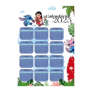 Imagem de capa para o Curso online Calendário Digital 2025 Lilo e Stitch A4 - Pronto para Imprimir