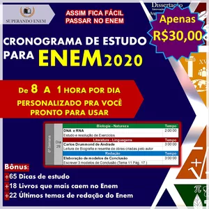 Imagem do curso Cronograma de Estudo 8 a 1 Hora por dia para Enem - Superando Enem